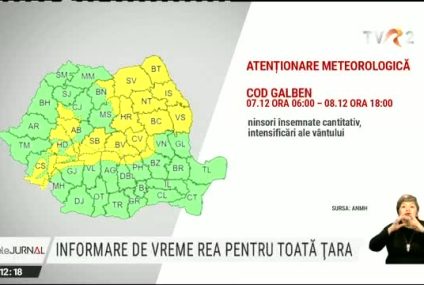 ANM: Va ninge şi va ploua din această noapte. Informare de precipitaţii, intensificări ale vântului şi polei, în toate regiunile ţării