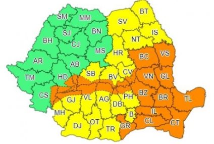 Avertizări de viscol și precipitații abundente, în vigoare în jumătate din țară. Cod portocaliu de viscol, valabil mâine în centrul și estul teritoriului